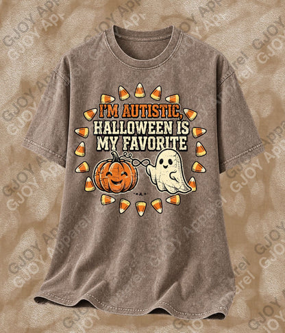 Halloween (102) Autism Halloween is my Favourite - Adult Vintage Stylish Acid Was Unisex Oversized Graphic Tee |Youth Gildan| Adult Gildan