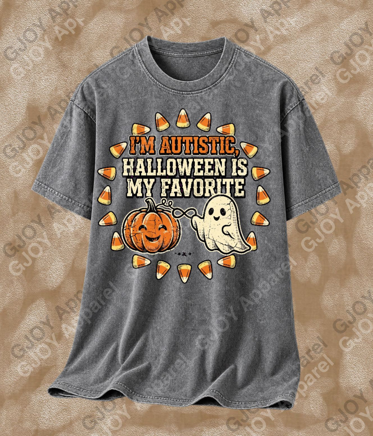 Halloween (102) Autism Halloween is my Favourite - Adult Vintage Stylish Acid Was Unisex Oversized Graphic Tee |Youth Gildan| Adult Gildan