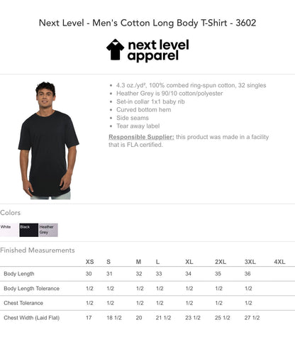 Custom Next Level Apparel Cotton Long Body Tee NL3602