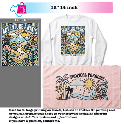 DTF Transfer By Size. Print No Press