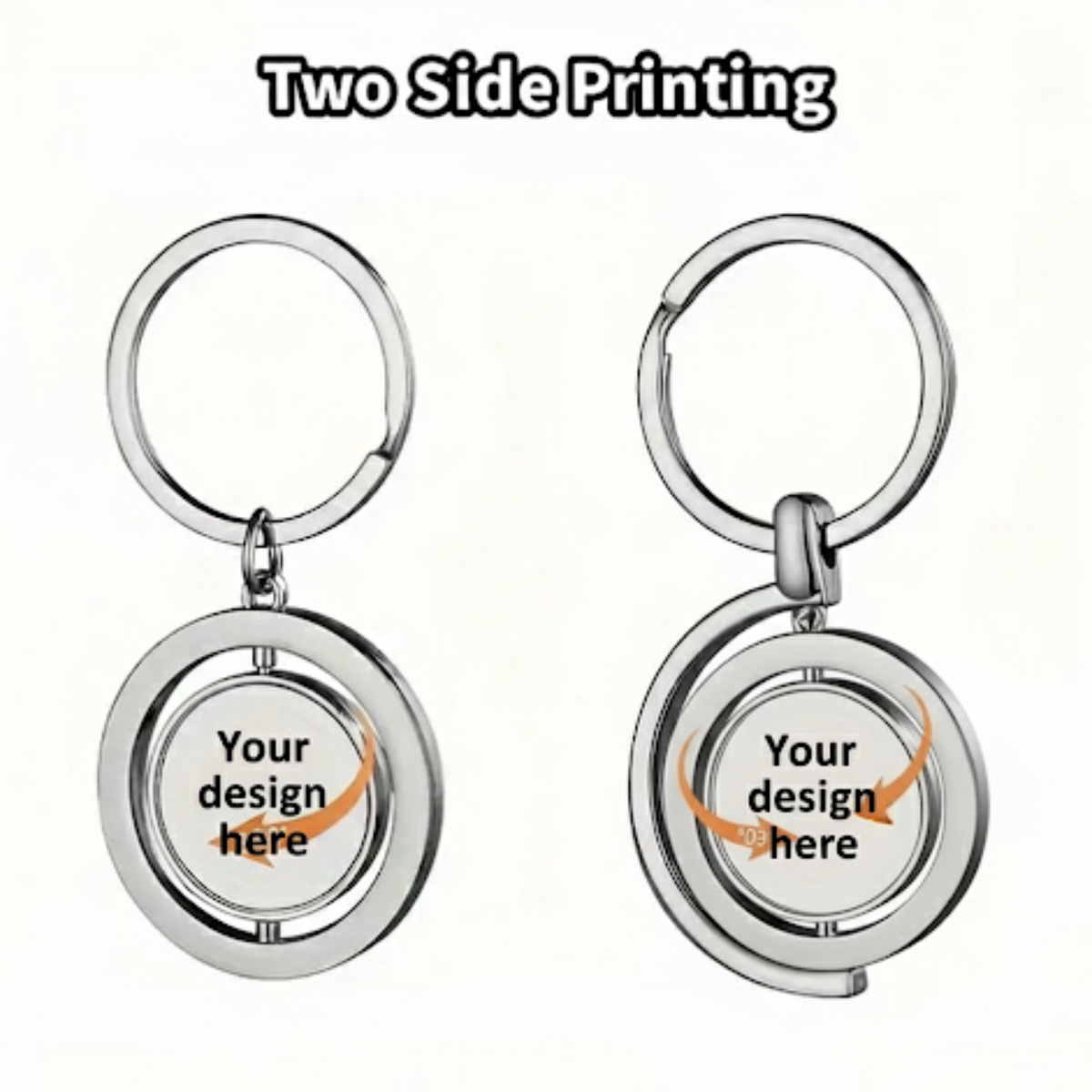 Custom Metal Rotating Keychain - Different Shapes - Both Sides