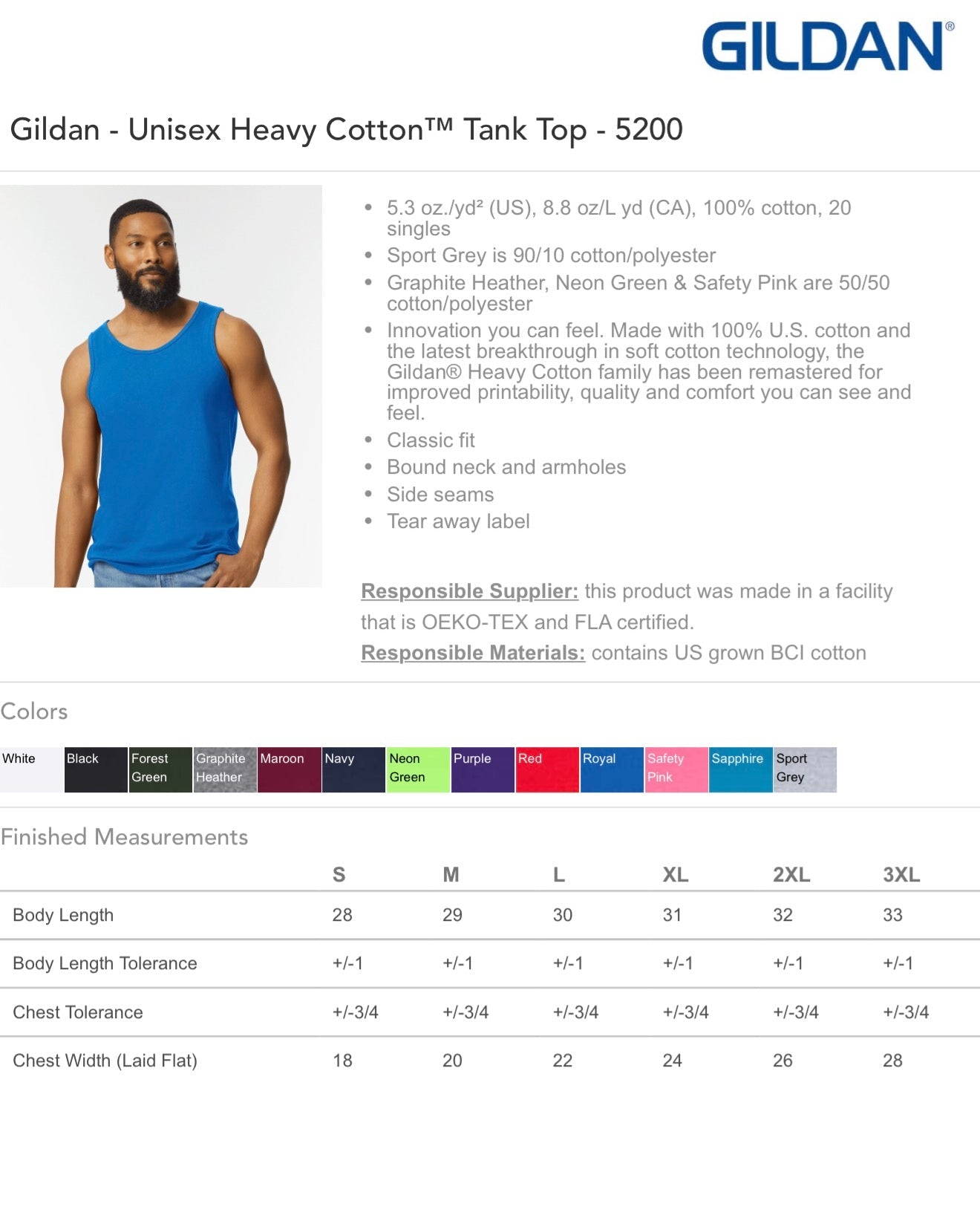 Custom Gildan Heavy Cotton Tank Top. G5200