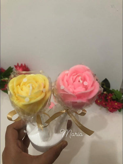 Individual Roses With Clear Wrapping- Medium - Scented Candle