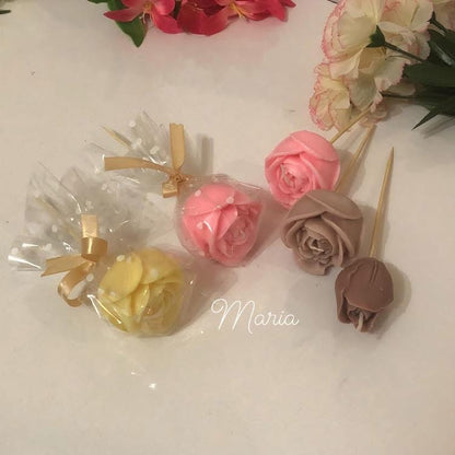 Individual Roses With Clear Wrapping- Medium - Scented Candle