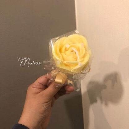Individual Roses With Clear Wrapping- Medium - Scented Candle