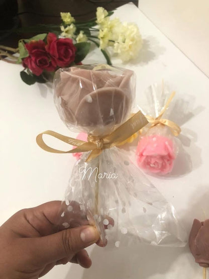 Individual Roses With Clear Wrapping- Medium - Scented Candle