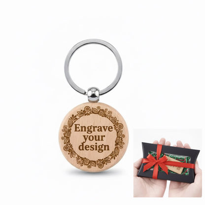 Personalized wooden keychain Laser engraving on wooden keychain