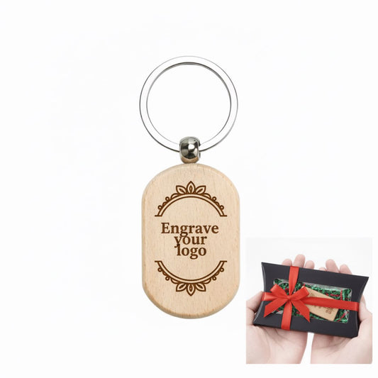 Personalized wooden keychain Laser engraving on wooden keychain