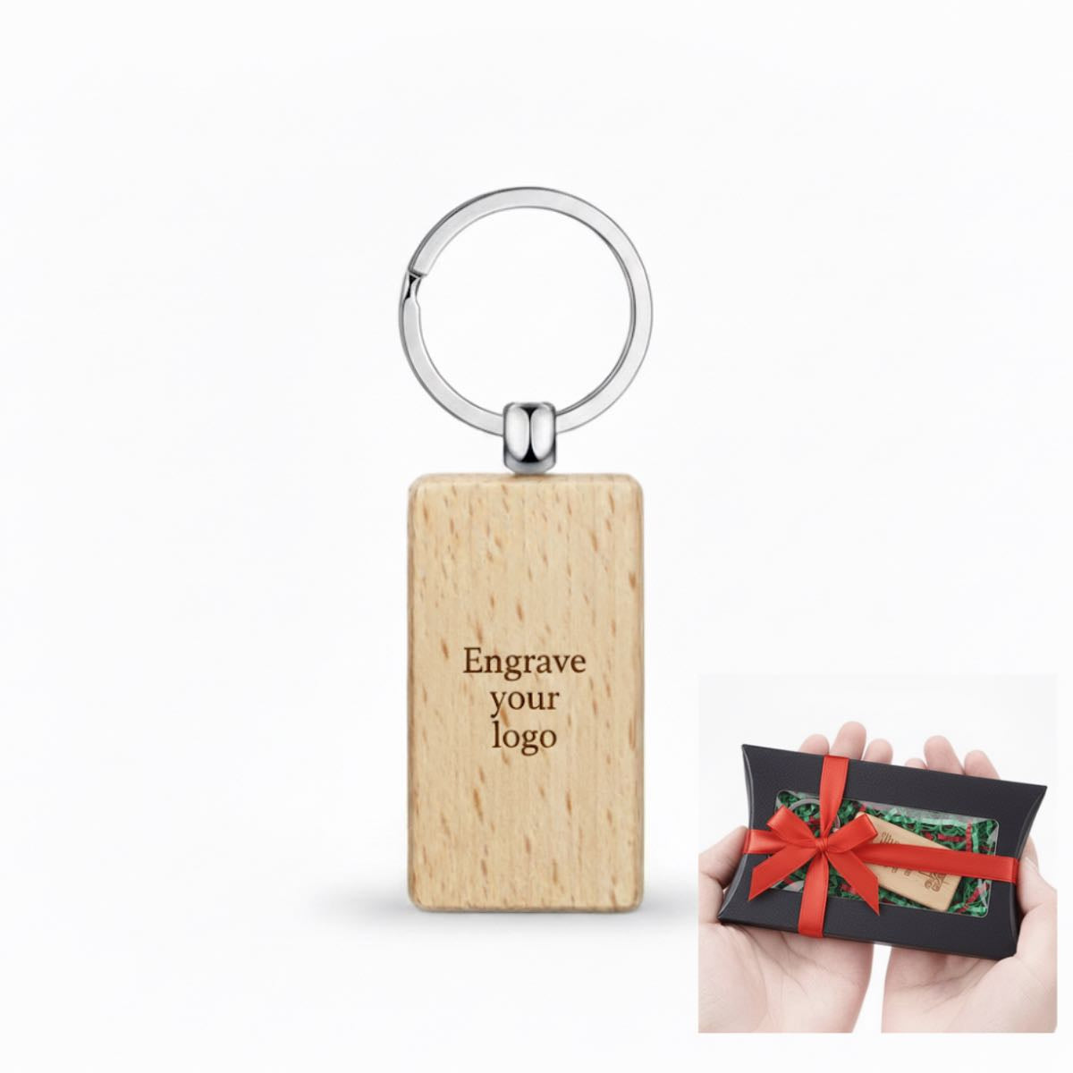 Personalized wooden keychain Laser engraving on wooden keychain
