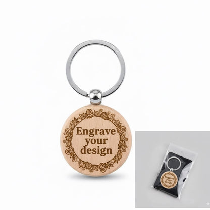 Personalized wooden keychain Laser engraving on wooden keychain