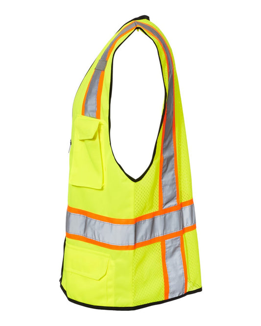 Customized Unisex 6 Pocket Contrast Class 2 Vest - Kishigo 1580-1581 - Safety Vest