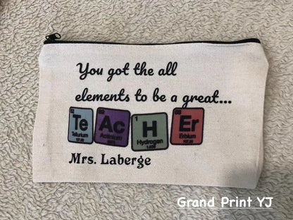Personalized Canvas Zipper Storage Case – Custom Printed, Multi-Purpose Pouch - Teacher Gift Grand Print YJ