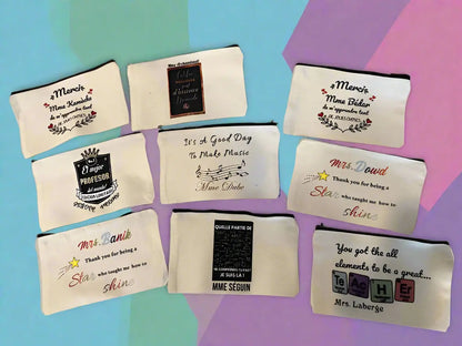 Personalized Canvas Zipper Storage Case – Custom Printed, Multi-Purpose Pouch - Teacher Gift Grand Print YJ