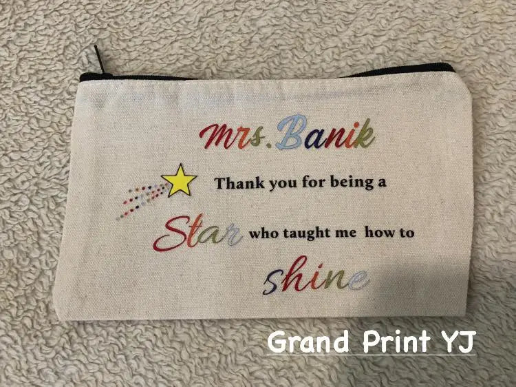 Personalized Canvas Zipper Storage Case – Custom Printed, Multi-Purpose Pouch - Teacher Gift Grand Print YJ