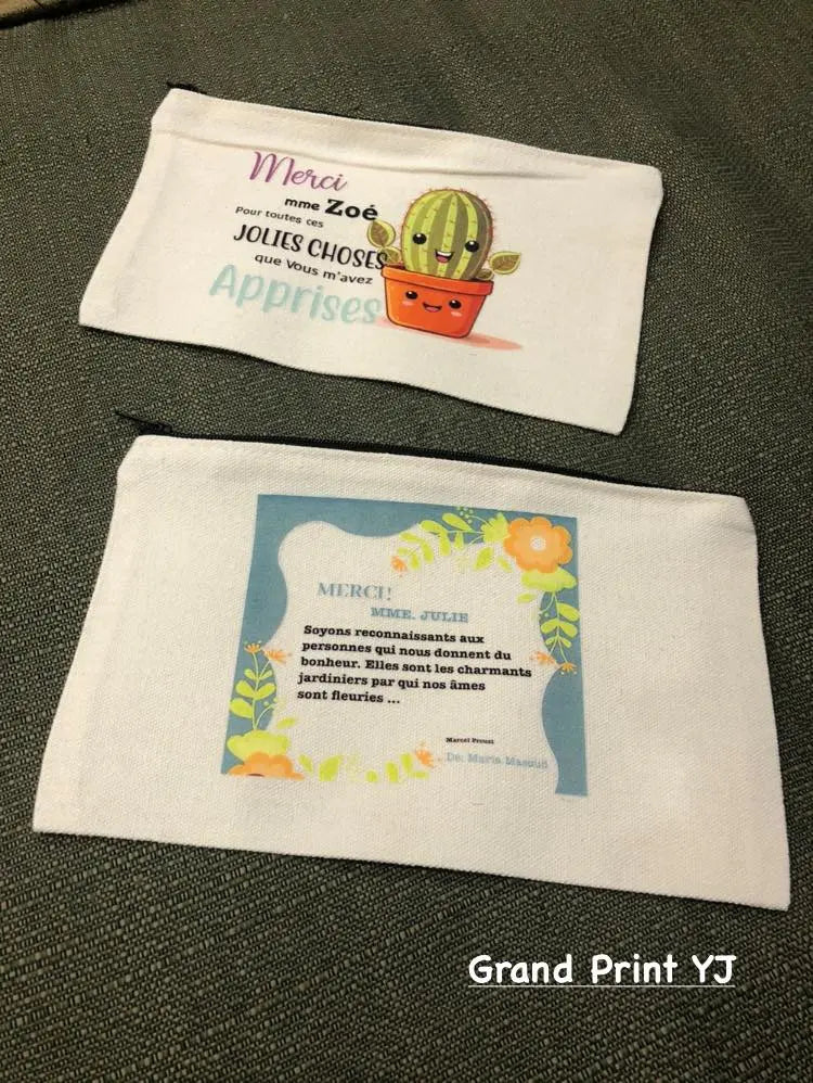 Personalized Canvas Zipper Storage Case – Custom Printed, Multi-Purpose Pouch - Teacher Gift Grand Print YJ