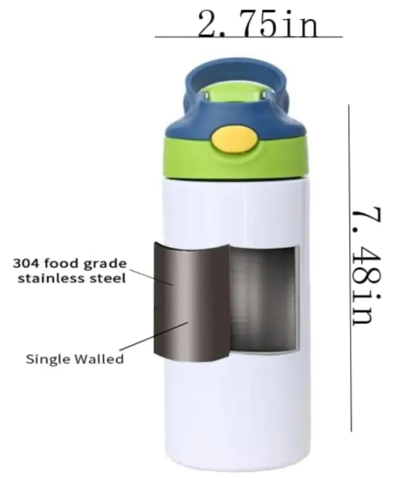 Personalized Stainless Steel Kids Water Bottle – with Pop-Up Straw & Handle- Tumbler Grand Print YJ