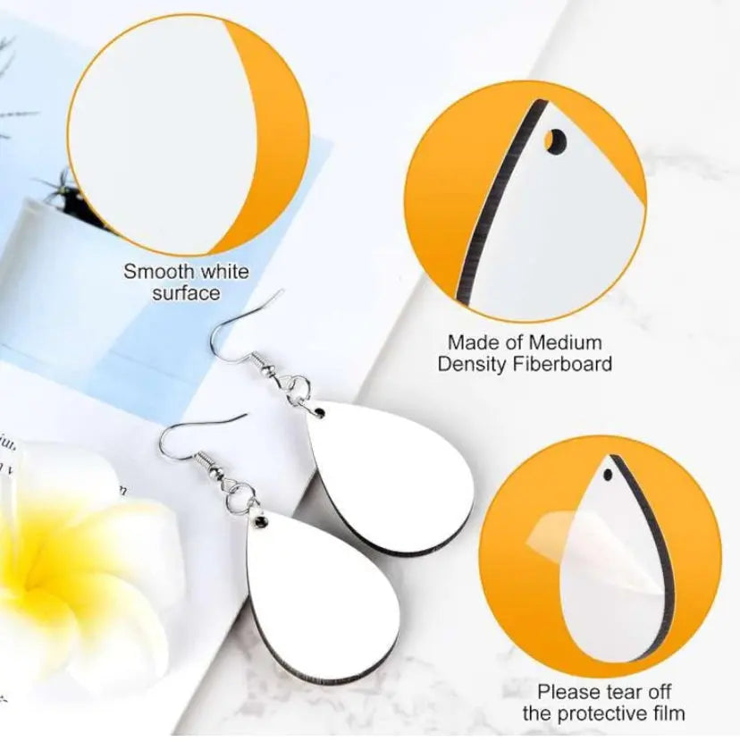 Personalized Water Drop Style Earrings – Double-Sided Full-Color Print Grand Print YJ