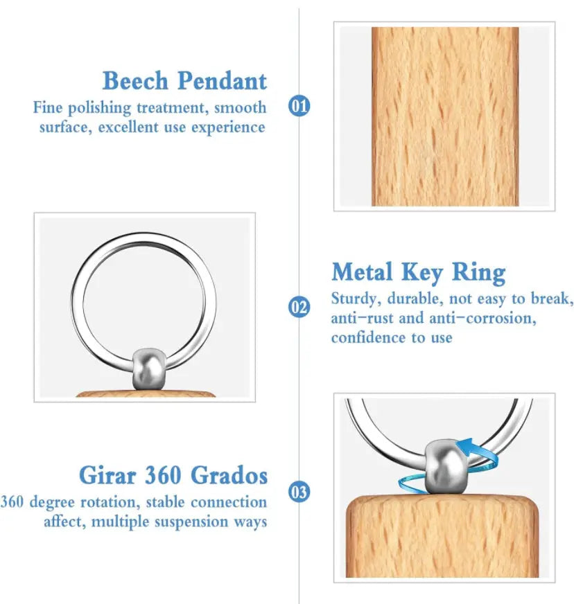 Personalized wooden keychain Laser engraving on wooden keychain Grand Print YJ