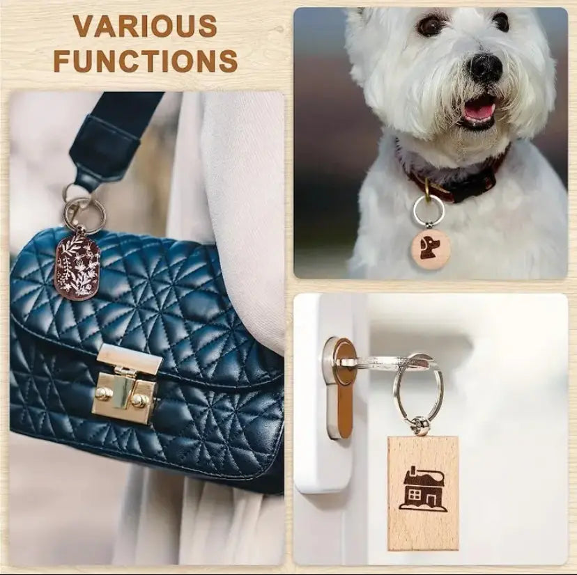 Personalized wooden keychain Laser engraving on wooden keychain Grand Print YJ