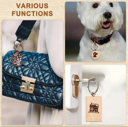 Personalized wooden keychain Laser engraving on wooden keychain Grand Print YJ