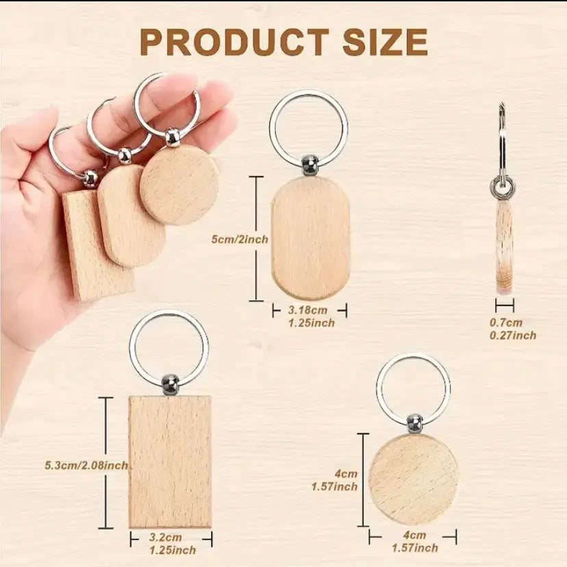 Personalized wooden keychain Laser engraving on wooden keychain Grand Print YJ