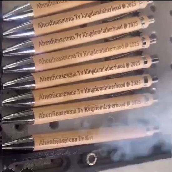 video of laser engraving process on bamboo pen 